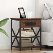 vidaXL Nattduksbord 2 pcs Brun Ek 41 x 31 x 51 cm Konstruerat trä