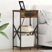 vidaXL Nattduksbord med hylla Rökt ek 41 x 31 x 76 cm Konstruerat trä