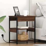 vidaXL Nattduksbord 2 pcs Brun Ek 41 x 31 x 51 cm Konstruerat trä