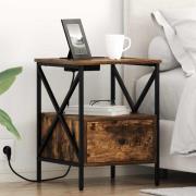 vidaXL Nattduksbord Rökt ek 41,5 x 40,5 x 55 cm Konstruerat trä