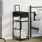 vidaXL Nattduksbord Svart Ek 40 x 27 x 76 cm Konstruerat trä