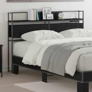 vidaXL Förvaringshuvudgavel med hylla Svart ek 135 cm Konstruerat trä