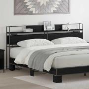 vidaXL Förvaringshuvudgavel med hylla Svart ek 180 cm Konstruerat trä