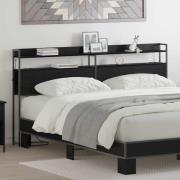 vidaXL Förvaringshuvudgavel med hylla Svart ek 200 cm Konstruerat trä