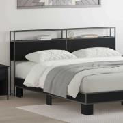 vidaXL Förvaringshuvudgavel med hylla Svart ek 200 cm Konstruerat trä