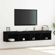 vidaXL TV-bänkset 2 pcs Svart ek 80 x 30 x 30 cm Konstruerat trä