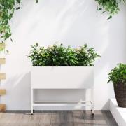 vidaXL Höjdträdgårdsplanterare Vit 60 x 26 x 45 cm Stål