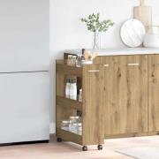 vidaXL Skåp med hjul artisan ek 60 x 22 x 79 cm Konstruerat trä