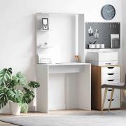 vidaXL Skrivbord med hylla Vit 78,5 x 37 x 154,5 cm Konstruerat trä