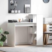 vidaXL Skrivbord med hylla Vit 108 x 55 x 103,5 cm Konstruerat trä