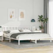 vidaXL Sängram med huvudgavel Vit 200 x 200 cm Massiv furu