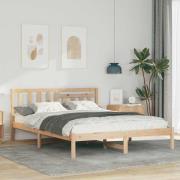 vidaXL Sängram med huvudgavel Brun 160 x 200 cm Massiv furu