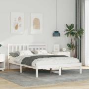 vidaXL Sängram med huvudgavel Vit 120 x 200 cm Massiv furu
