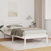 vidaXL Sängram med huvudgavel Vit 90 x 200 cm Massiv furu