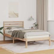 vidaXL Sängram med huvudgavel Brun 90 x 190 cm Massiv furu