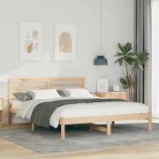 vidaXL Sängram med huvudgavel Brun 150 x 200 cm Massiv furu