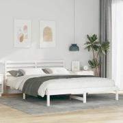 vidaXL Sängram med huvudgavel Vit 160 x 210 cm Massiv furu