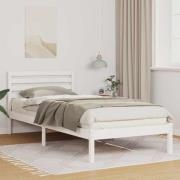 vidaXL Sängram med huvudgavel Vit 100 x 220 cm Massiv furu