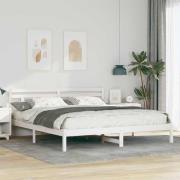 vidaXL Sängram Vit 200 x 200 cm Massiv furu