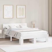 vidaXL Sängram med huvudgavel Vit 160 x 200 cm Massiv furu