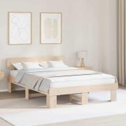 vidaXL Sängram med huvudgavel Naturfärg 140 x 200 cm Massiv furu