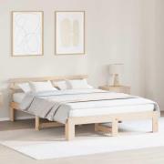 vidaXL Sängram med huvudgavel Naturfärg 140 x 200 cm Massiv furu