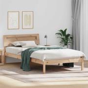vidaXL Sängram med huvudgavel Brun 100 x 200 cm Massiv furu