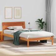 vidaXL Sängram med huvudgavel Vaxbrun 90 x 200 cm Massiv furu