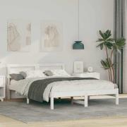 vidaXL Sängram med huvudgavel Vit 120 x 190 cm Massiv furu
