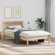 vidaXL Sängram med huvudgavel Brun 75 x 190 cm Massiv furu