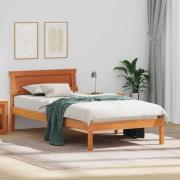 vidaXL Sängram med huvudgavel Vaxbrun 75 x 190 cm Massiv furu