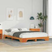 vidaXL Sängram Brun 140 x 220 cm Massiv furu