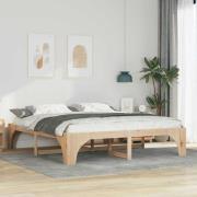 vidaXL Sängram Brun 200 x 200 cm Massiv furu