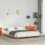 vidaXL Sängram Vaxbrun 160 x 210 cm Massiv furu