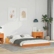 vidaXL Sängram Vaxbrun 120 x 200 cm Massiv furu