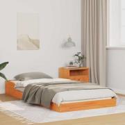 vidaXL Sängram Vaxbrun 90 x 210 cm Massiv furu