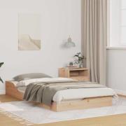 vidaXL Sängram Brun 75 x 190 cm Massiv furu