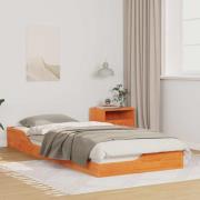 vidaXL Sängram Vaxbrun 80 x 220 cm Massiv furu
