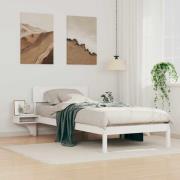 vidaXL Sängram med huvudgavel Vit 90 x 200 cm Massiv furu