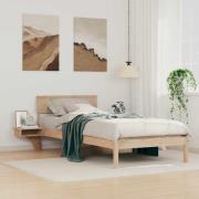 vidaXL Sängram med huvudgavel Brun 90 x 190 cm Massiv furu