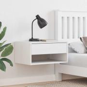 vidaXL Sängbord med låda Vit 50 x 32,5 x 24 cm Massiv furu