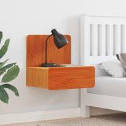 vidaXL Sängbord med låda Vaxbrun 44 x 32,5 x 40 cm Massiv furu
