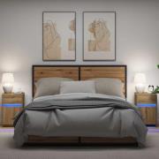 vidaXL LED Sängbord Cabinet med låda 2 pcs artisan ek 38 x 34 x 61 cm