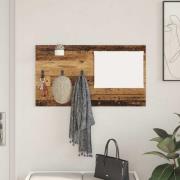 vidaXL Väggmonterad Klädhängare med hylla Gammalt trä 90 x 10 x 50 cm