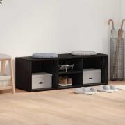 vidaXL Skobänk med hylla Svart Ek 102 x 35 x 35 cm Konstruerat trä