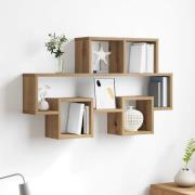 vidaXL Vägg hylla med hylla artisan ek 82 x 15 x 51 cm Konstruerat trä