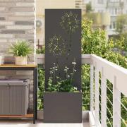 vidaXL Trädgårdsplanterare med dekorativ panel Svart 50 x 140 cm