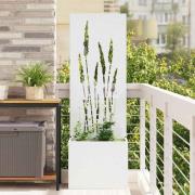 vidaXL Trädgårdsplanterare med dekorativ panel Vit 50 x 140 cm