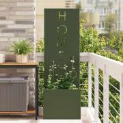 vidaXL Trädgårdsplanterare med dekorativ panel Olivgrön 50 x 140 cm