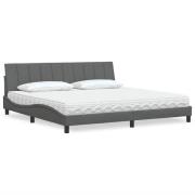 vidaXL Säng med madrass mörkgrå 200x200 cm tyg